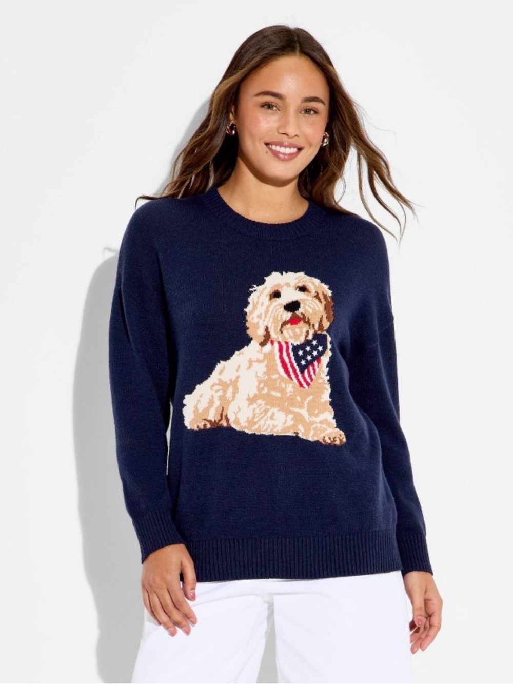 Americana Dog Sweater Blue Goldendoodle Graphic Pullover XXS NWT - Picture 3 of 4